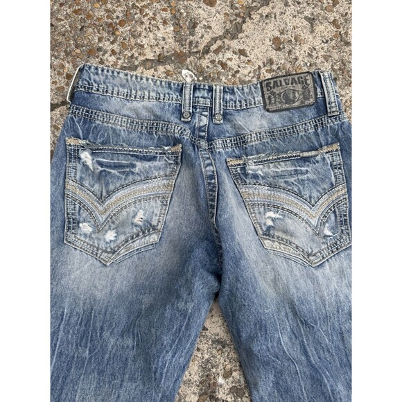Salvage Buckle Jeans Mens 32x30 Blue Denim Pants Mayhem Straight Distressed - Picture 3 of 4